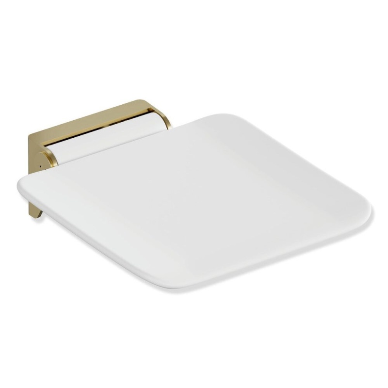 HEWI Metallics Folding Shower Seat - Brushed Brass